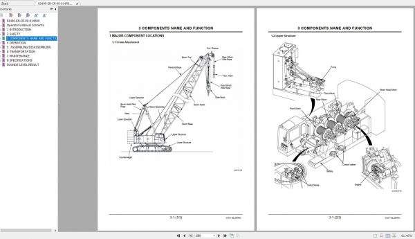 Hitachi Sumitomo Crane SCX1500A 3C3 Operators Manual SC15A–8081 and up 5
