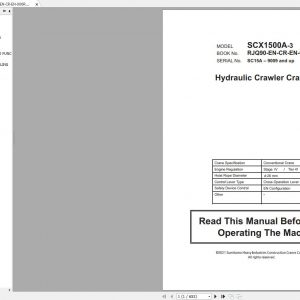 Hitachi Sumitomo Crane SCX1500A 3C5 Operators Manual SC15A 9009 and up 1