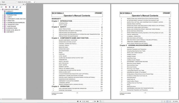 Hitachi Sumitomo Crane SCX1500A 3C5 Operators Manual SC15A 9009 and up 2