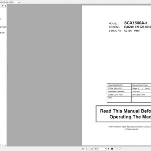 Hitachi Sumitomo Crane SCX1500A 3C5 Operators Manual SC15A 9010 and up 1 1