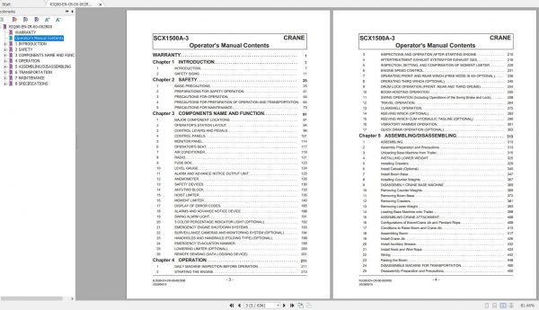 Hitachi Sumitomo Crane SCX1500A 3C5 Operators Manual SC15A 9010 and up 3