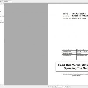 Hitachi Sumitomo Crane SCX2800A 3C5 Operators Manual SC28A 9002 and up 1