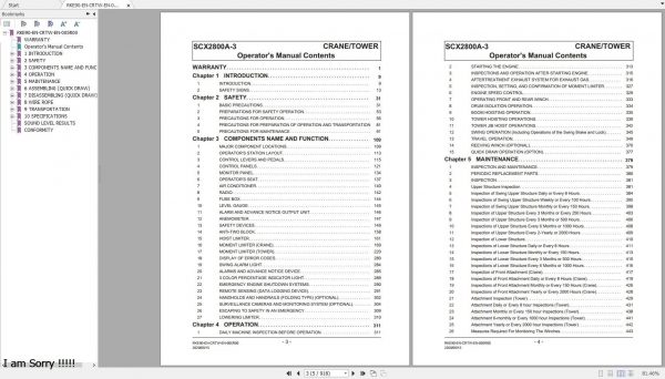 Hitachi Sumitomo Crane SCX2800A 3C5 Operators Manual SC28A 9002 and up 2