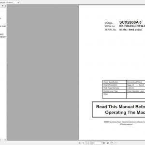 Hitachi Sumitomo Crane SCX2800A 3C5 Operators Manual SC28A 9004 and up 1