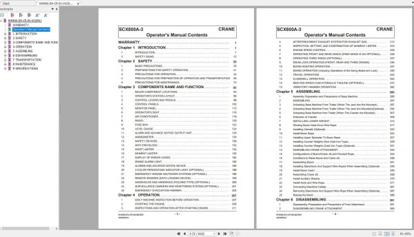 Hitachi Sumitomo Crane SCX800A 3 Operators Manual SC08A 8033 and up 2