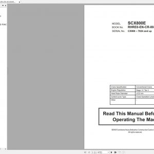 Hitachi Sumitomo Crane SCX800E Operators Manual CX080 7024 and up 1
