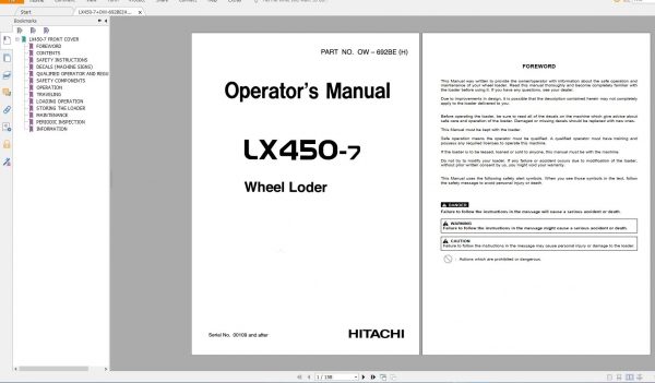 Hitachi Wheel Loader LX Series 3.48GB Parts Catalog Technical Manual and Circuit Diagram PDF DVD 4