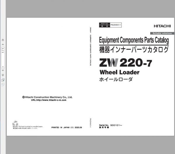 Hitachi Wheel Loader ZW 7 703GB Updated 2021 Workshop Manual Technical Manual and Circuit Diagram PDF DVD 2