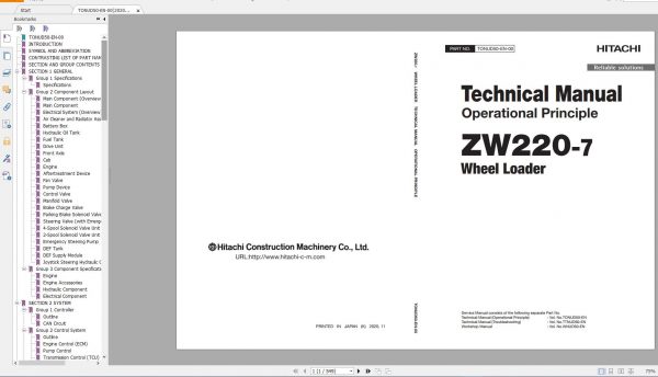 Hitachi Wheel Loader ZW 7 703GB Updated 2021 Workshop Manual Technical Manual and Circuit Diagram PDF DVD 4
