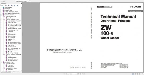 Hitachi Wheel Loader ZW100 6 Shop Manuals 3