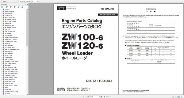 Hitachi Wheel Loader ZW100 6 Shop Manuals 5