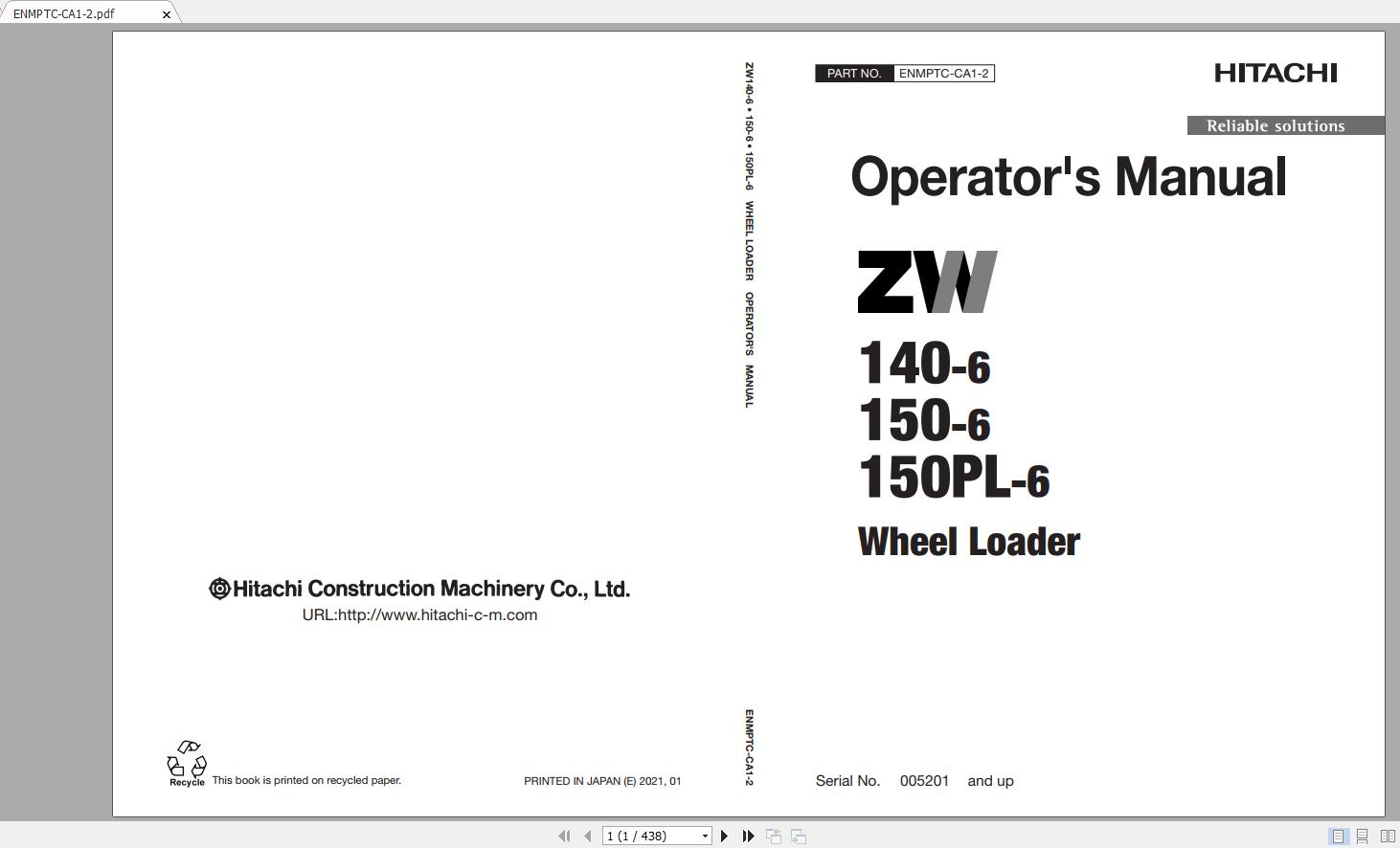 Hitachi Wheel Loader ZW150 6 Shop Manuals 1