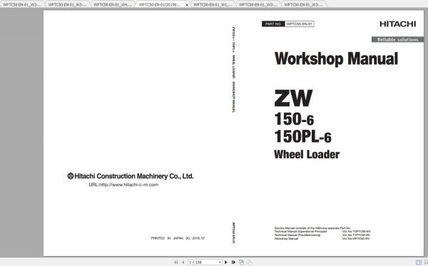 Hitachi Wheel Loader ZW150 6 Shop Manuals 2
