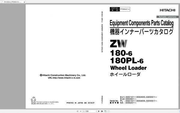 Hitachi Wheel Loader ZW180 6 ZW180PL 6 Shop Manuals 5