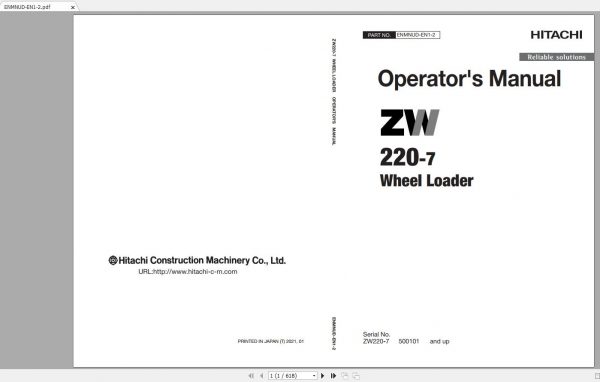 Hitachi Wheel Loader ZW220 7 Shop Manuals 1