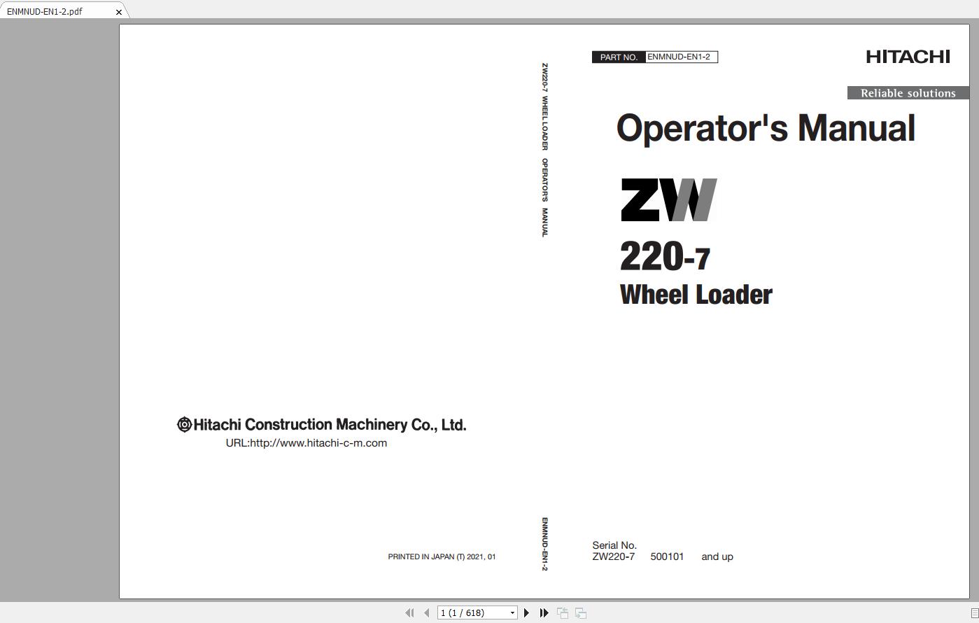 Hitachi Wheel Loader ZW220 7 Shop Manuals 1