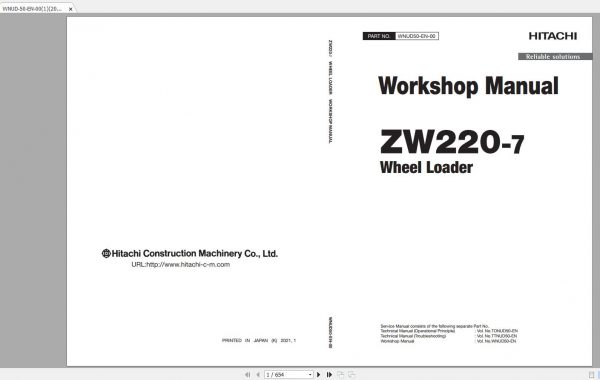 Hitachi Wheel Loader ZW220 7 Shop Manuals 5