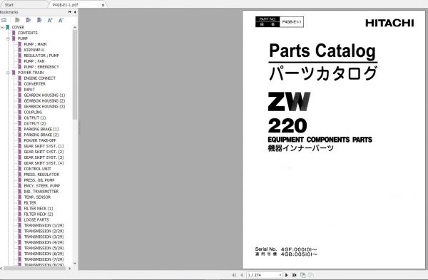 Hitachi Wheel Loader ZW220 Parts Catalog ENJP 3
