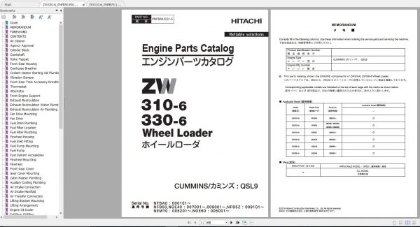 Hitachi Wheel Loader ZW310 6 ZW330 6 Parts Catalog ENJP 3