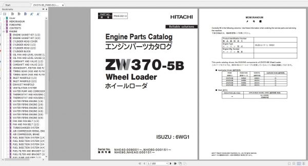 Hitachi Wheel Loader ZW370 5B Parts Catalog ENJP 3