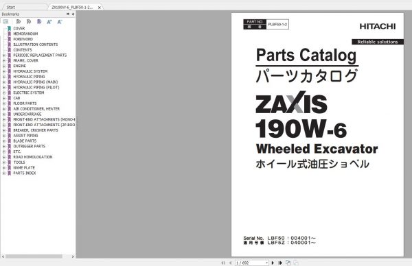 Hitachi Wheeled Excavator ZX190W 6 Shop Manuals 3