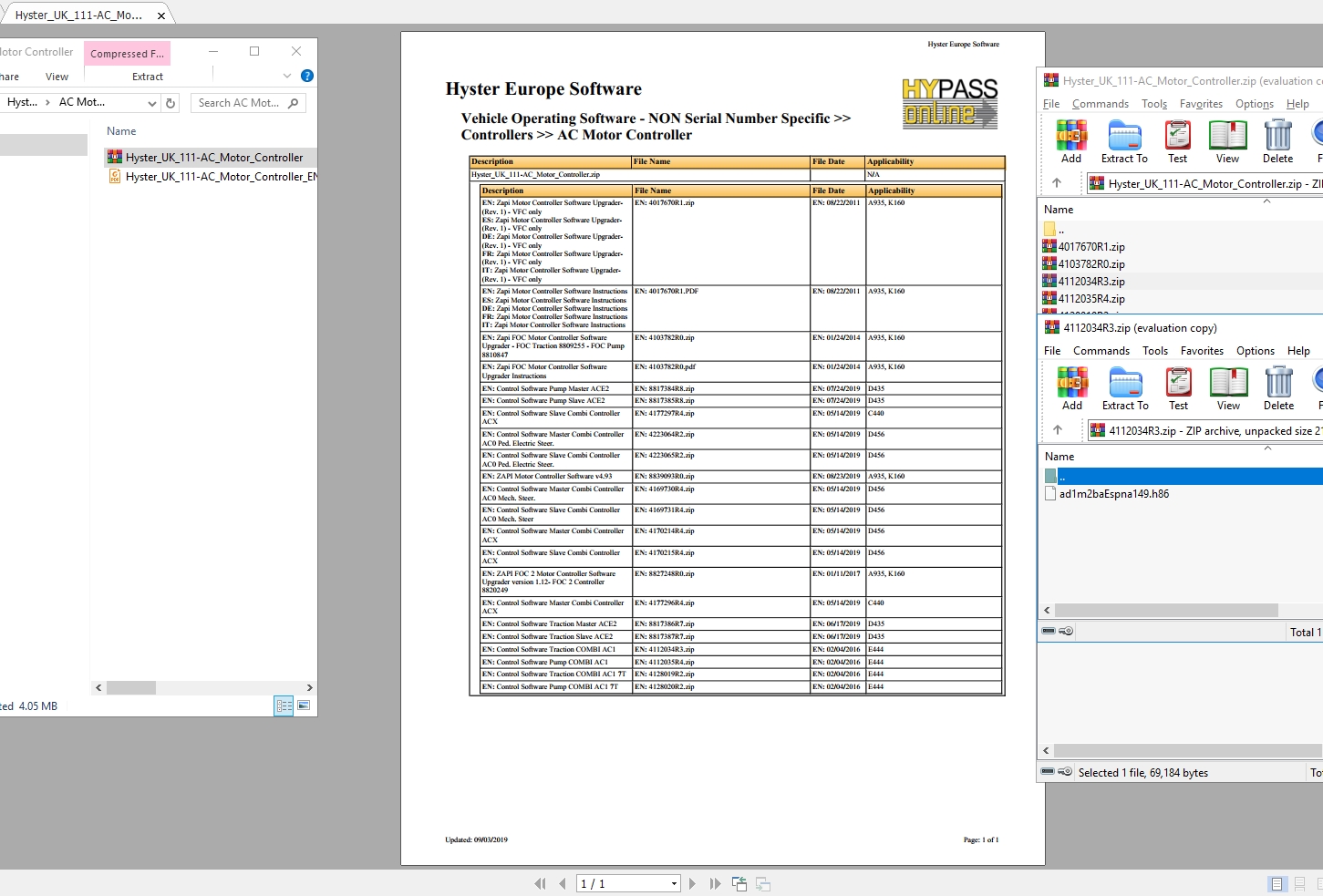 Hyster Software Collection CD1 3