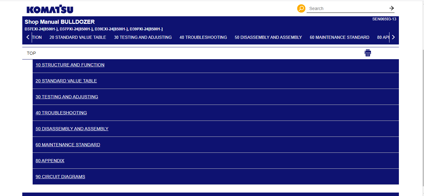 Komatsu Bulldozer D37 39EPXi 24 SEN06593 13 Shop Manual Html 1 1