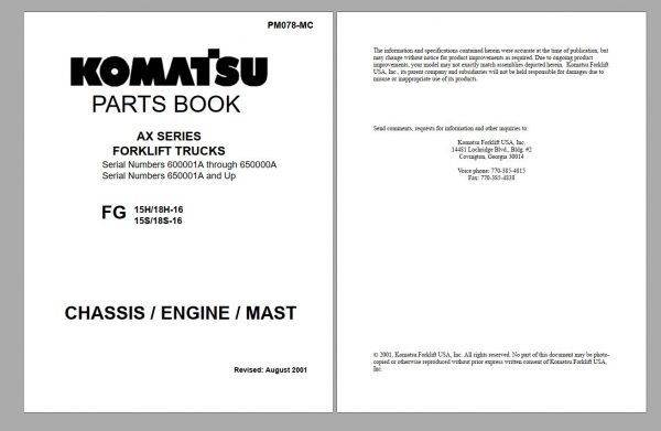 Komatsu Forklift Truck 31GB PDF DVD Part Manual Shop Manual Operation Maintenance Manual 3