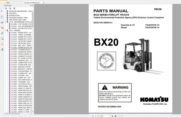 Komatsu Forklift Truck 31GB PDF DVD Part Manual Shop Manual Operation Maintenance Manual 4