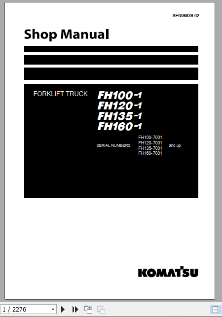 Komatsu Forklift Truck FH100 1 FH120 1 FH135 1 FH160 1 Shop Manual SEN06839 02 1