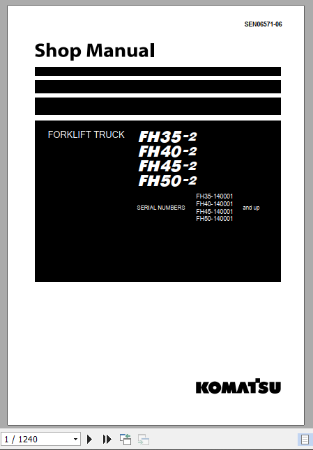 Komatsu Forklift Truck FH35 2 FH40 2 FH45 2 FH50 2 Shop Manual SEN06571 06 1