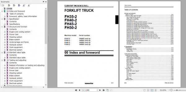 Komatsu Forklift Truck FH35 2 FH40 2 FH45 2 FH50 2 Shop Manual SEN06571 06 2