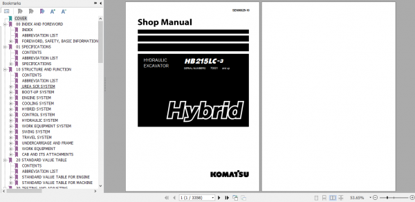 Komatsu Hydraulic Excavator HB215LC 3 JPN 70001 Hybrid SEN06629 10 Shop Manual 2