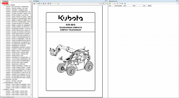 Kubota KE SP English Spanish EPC 06.2021 Tractors Construction Machinery Power Products Utility Vehicle Spare Parts Catalog DVD 4