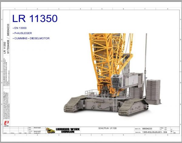 Liebherr Crawler Crane LR 11350 1350 ton Electric and Hydraulic Circuit Diagram 1