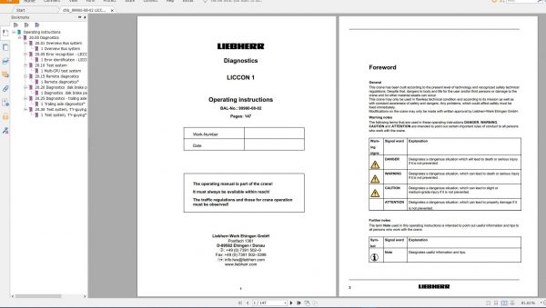 Liebherr Mobile Crane LTM 1500 8.1 500 Ton Diagnostics manual 2