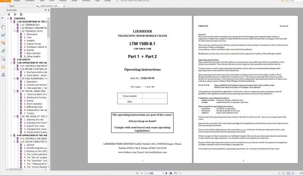 Liebherr Mobile Crane LTM 1500 8.1 500 Ton Operating Instructions Engine Crane EN 1