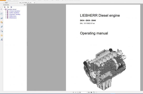 Liebherr Mobile Crane LTM 1500 8.1 500 Ton Operating Instructions Engine Crane EN 4