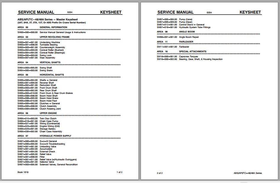 Linkbelt Lattice Boom Crane ABS API TC 48 48A Service Manual 1