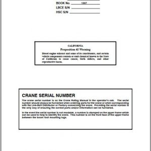 Linkbelt Lattice Boom Crawler Crane 218 HSL Service Manual 1