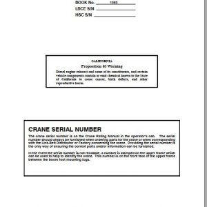 Linkbelt Lattice Boom Crawler Crane 228 HSL Service Manual 1