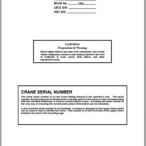 Linkbelt Lattice Boom Crawler Crane 238 HSL Service Manual 1