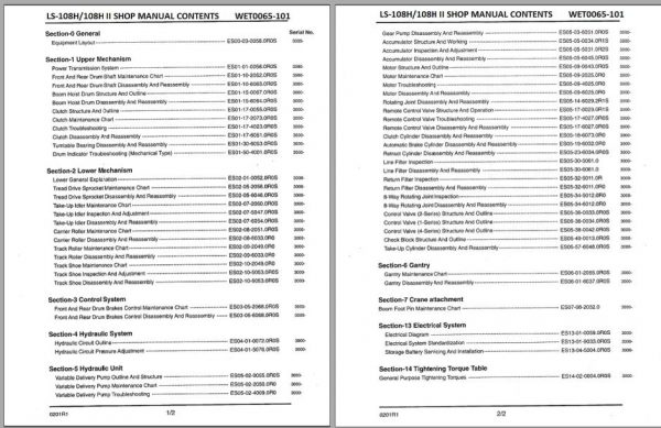 Linkbelt Lattice Boom Crawler Crane LS 108H II Service Manual 1