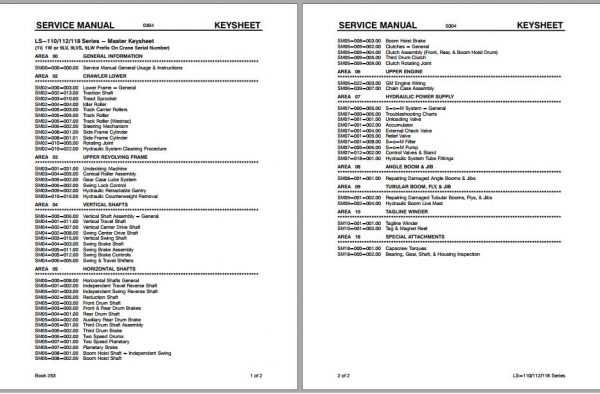 Linkbelt Lattice Boom Crawler Crane LS 110 LS 112 LS 118 Service Manual 1