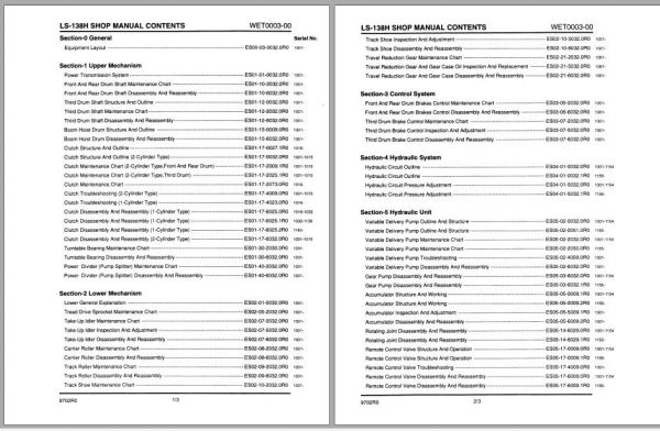 Linkbelt Lattice Boom Crawler Crane LS 138H Service Manual 1