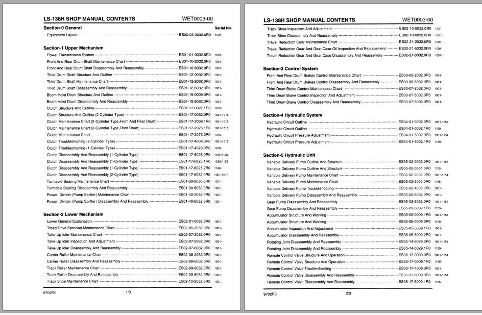 Linkbelt Lattice Boom Crawler Crane LS 138H Service Manual 1