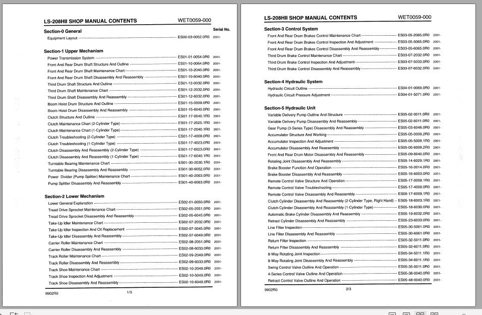 Linkbelt Lattice Boom Crawler Crane LS 208H II Service Manual 1