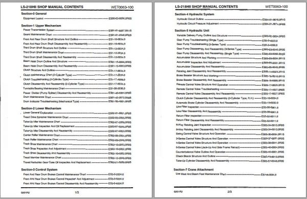 Linkbelt Lattice Boom Crawler Crane LS 218H II Service Manual 1