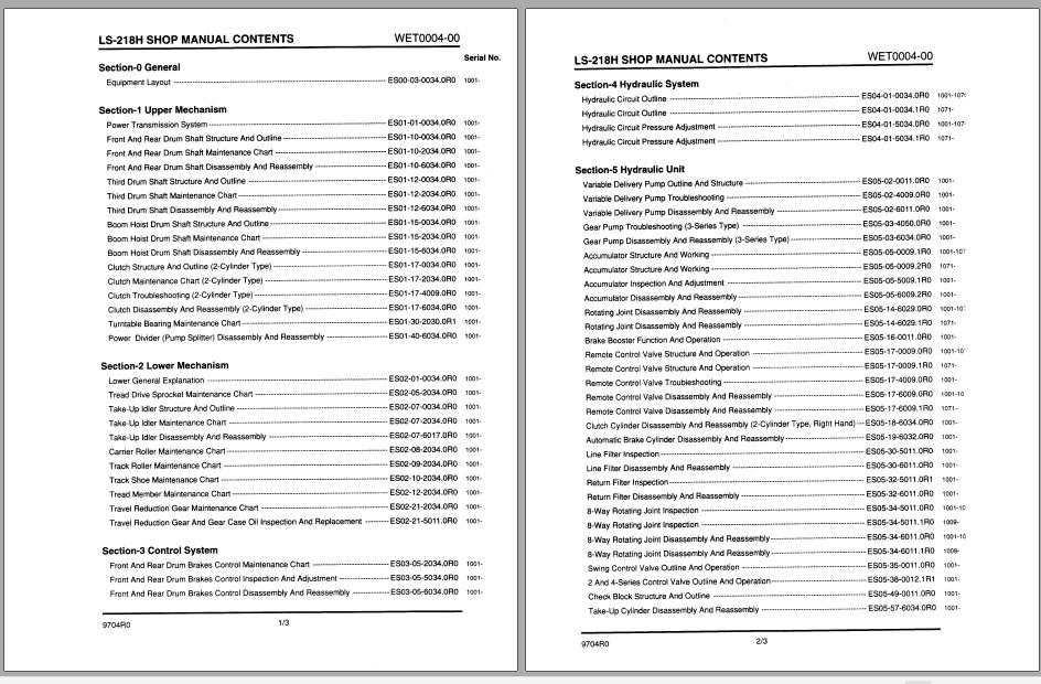 Linkbelt Lattice Boom Crawler Crane LS 218H Service Manual 1
