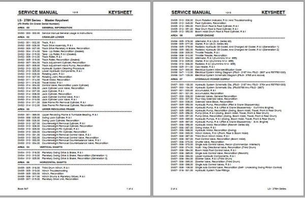 Linkbelt Lattice Boom Crawler Crane LS 278H Service Manual 1